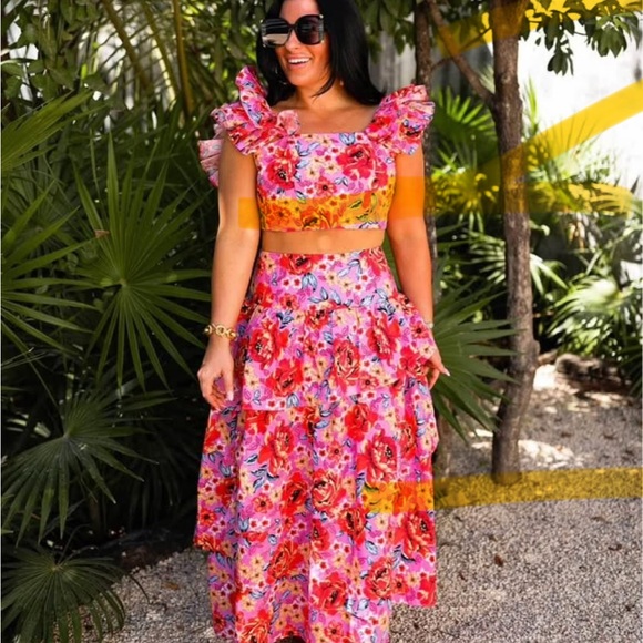 Buddy Love Dresses & Skirts - Buddy Love Pink Floral Skirt Set